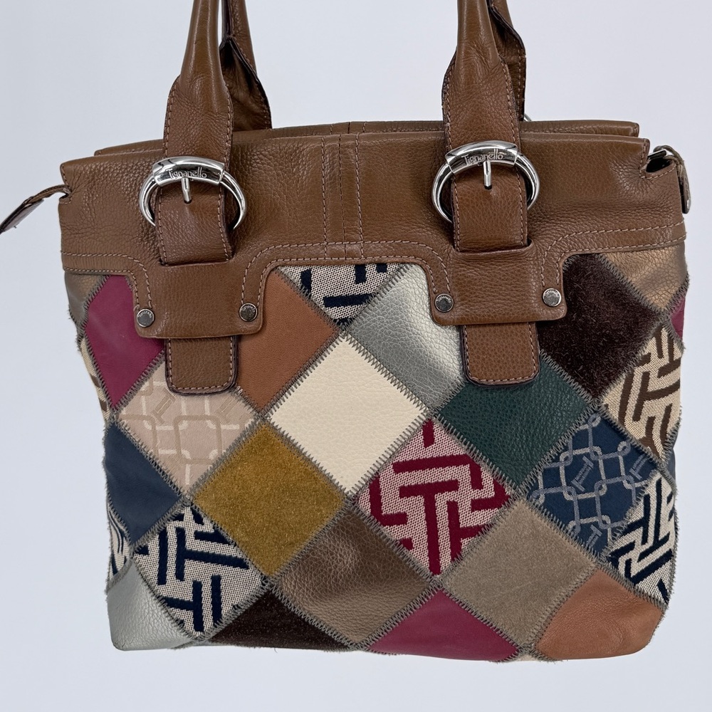 Tignanello Patchwork Leather Tote | Boho Multicolor Shoulder Bag